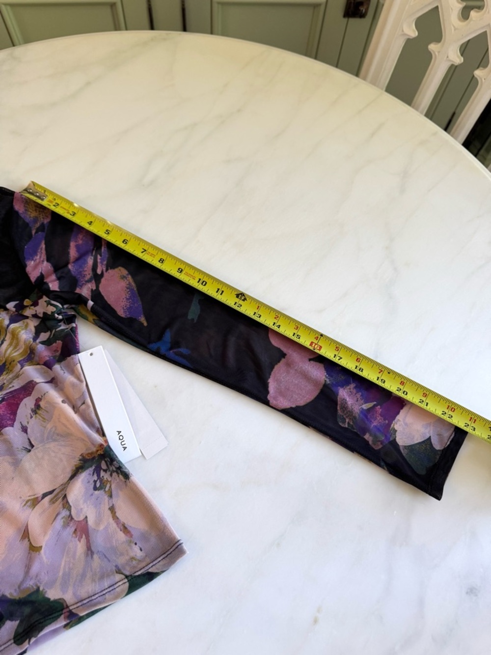 Aqua Purple Multi Floral Mock-Neck Mesh Long Sleeve Top - Picture 10 of 10